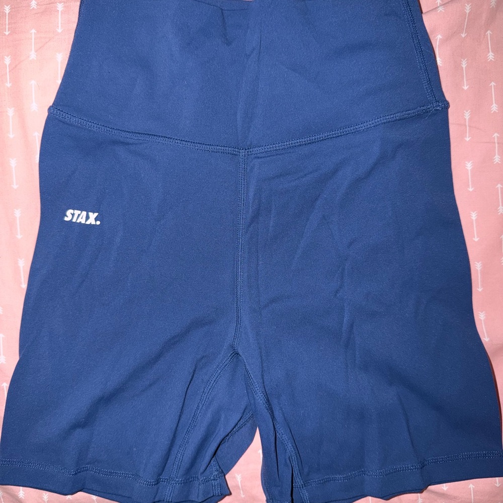 High-Rise Navy Bike Shorts with Logo